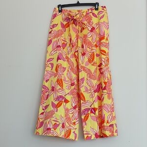 Lilly Pulitzer Womens Kendra Pineapple Yellow Pacific Wing Wide Leg Jumps Size 6